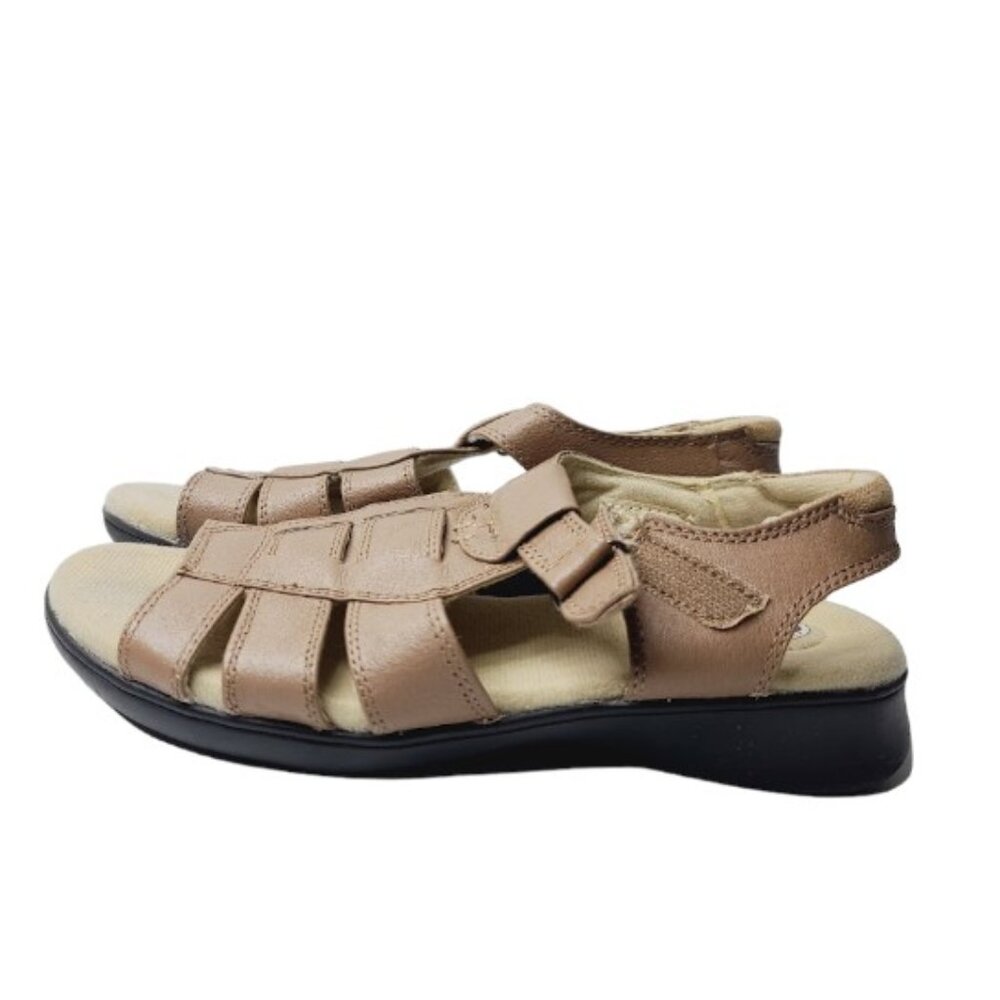 Dr. Scholl's Women's Tan Leather Cross Strappy Open Toe Slingback Sandal Size 7M - Picture 1 of 6